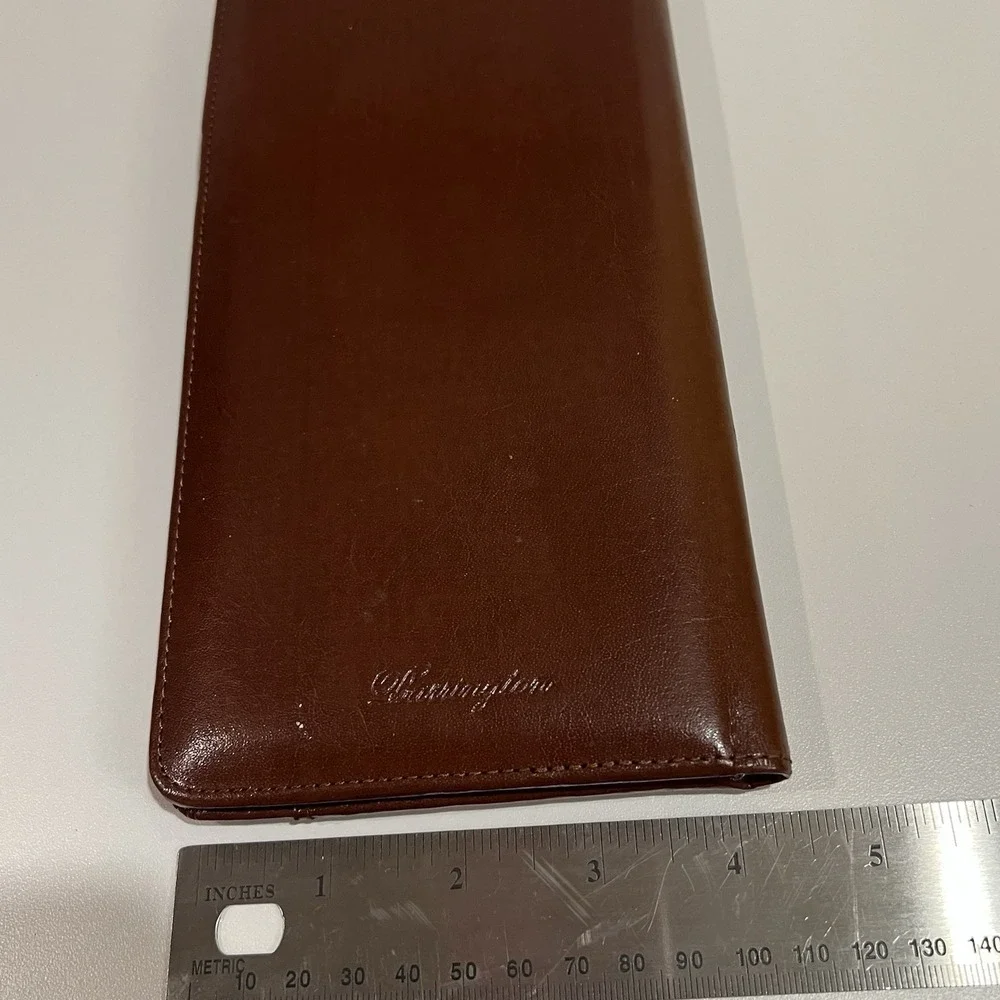 Barrington Brown Leather ID Passport Travel Wallet Pen Ticket Organizer Bifold